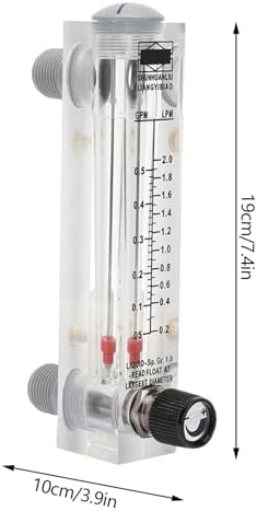 Garosa Adjustable Water Flow Meter Inline Rotameter with Knob 1/4 Inch Female Thread for Liquid Flow Measurement Industrial Plumbing HVAC System