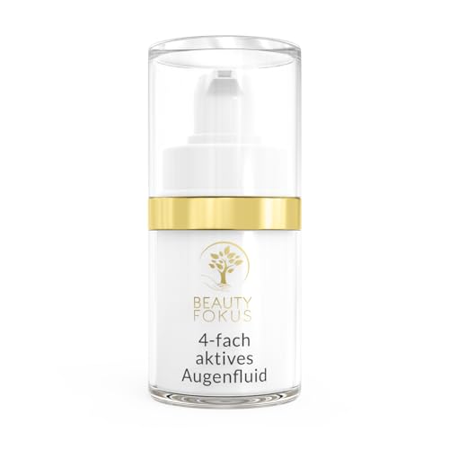 BeautyFokus 4-fach aktives Augenfluid | 4-in-1 Formel für die Augenpartie - bei Augenringen, Krähenfüßen, Tränensäcken und Schlupflidern - 15 ml - in Deutschland produziert