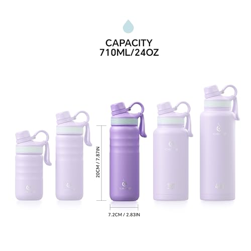 Image of IDEUS Vacuum Insulated Water Bottle, Stainless Steel Double Wall Flask Metal Sports Canteen with Leak-Proof Screw Cap (24oz (710ml), Violet)