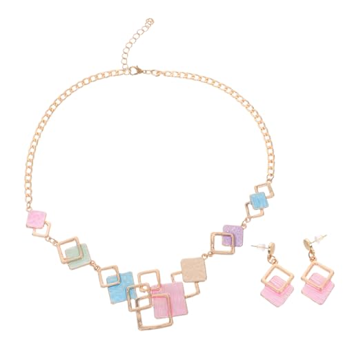 Collar de cuentas de colores mujer con aretes novedosos antialérgicos ligeros
