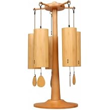 Chime Stand Gong Stand يحمل 5 Chimes حامل خشبي معلق متعدد الوظائف لحامل الرياح الهوائية للتأمل في غرفة الشاي