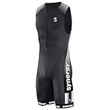 Synergy Triathlon Tri Suit - Men's Elite Sleeveless Trisuit (Black/White, Small)
