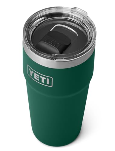 YETI Rambler 20 oz (591 ml) Stackable Cup with Removable Magslider Lid, Stainless Steel Vacuum Insulated Coffee Cup, Black Forest Green