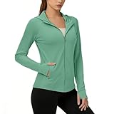 BLIBUNALA Sportjacke Damen Langarm Laufjacke Sportshirt Funktionsshirt Taschen Trainingsjacke Laufshirt Sport Oberteil Gym Yoga Tops Mit Reißverschluss Und Daumenloch Sportjacke Damen Sport Oberteile