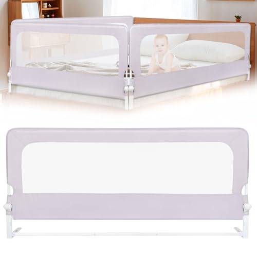 Willonin Barriere de Lit Enfants Barrière de Lit Portable Bébé Barrière de Sécurité de Lit Enfant Rail de Lit Anti-Chute pour Bébés,barrière de lit pour Enfants en Bas âge (Gris, A,200 * 70 * 26cm)