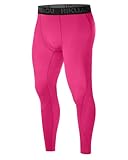 RIKUAOU 1/2 Pack Mens Compression Leggings, Athletic Workout Quick Dry Pants Base Layer Tights for Running Yoga Football Rose Pink