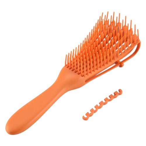 ROBMNE Cepillo para desenredar el cabelludo, masaje 3A a 4C, rizado, rizado, para mujeres y hombres, color naranja