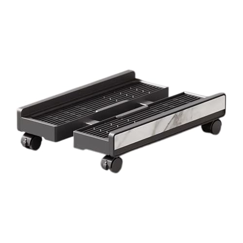 Soporte para Torre de PC con Ruedas Giratorias, Carrito Móvil para CPU con Diseño Elevado y Guardarrails, Ideal para Salas de Juego, Estudio o Hogar, Grano de Mármol Negro miniatura 7