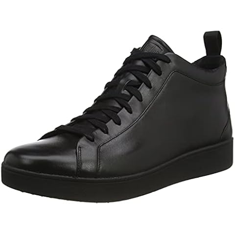 Fitflop Women's Rally High Top Leather Sneaker, All Black, 7 UK Cover