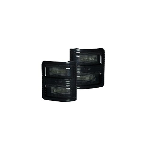 Ford 08-15 F250/F350 Superduty Side Mirror Lenses (2-Piece Set) w/ WHITE LED Running Lights & Turn Signals - Smoked Lens