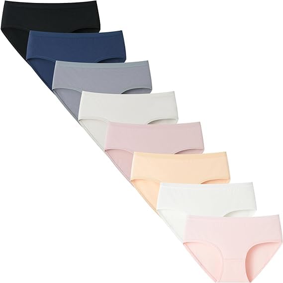 Women's Teen Girls' Underwear Cotton Panties Briefs Solid Multi Color Pack of 8-image-10