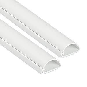 D-Line 1D3015W-2PK Mini Kabelkanal Selbstklebender, Halbrunde Kabelführungen, Kabelleiste – 2x 30mm (B) x 15mm (H) x 1-Meter Länge – Weiß