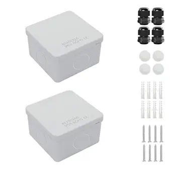 LeMotech Junction Box, Electrical Box IP55 Water Resistant Dustproof ABS Plastic Project Enclosure for Electronics White 3.1 x 3.1 x 1.9 inch (Pack of 2)