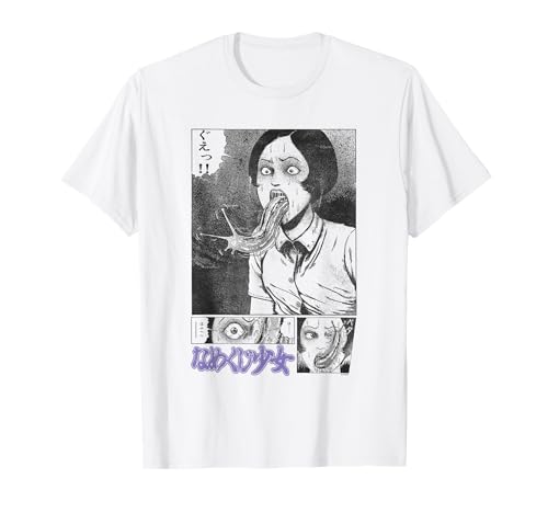 Junji Ito Slug Girl Panels Bubble Letter Kanji Horror Manga T-Shirt