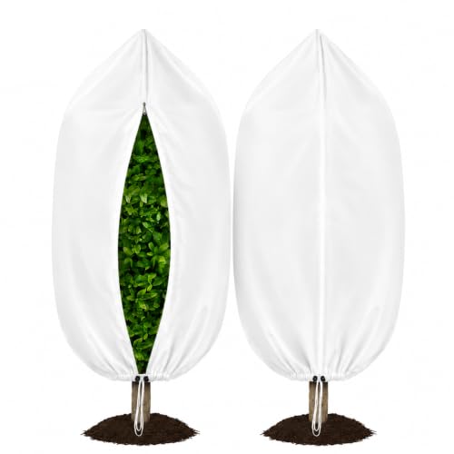 Plant Freeze Protection Covers: 48" x 72", Zipper & Drawstring, 2-Pack