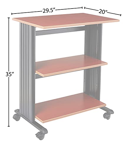 Safco Products Muv Adjustable Printer Stand 1881Cy, Cherry Top, Black Frame, Swivel Wheels, Two Adjustable Shelves #TOP4