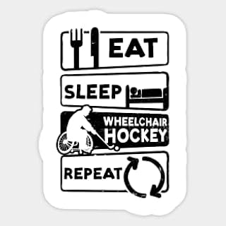 Stickers Vinyl Wheelchair Hockey Shirt | Eat Sleep Repeat- Vinyl Stickers Laptop Decal Water Bottle Sticker Funny Sticker â€¦725