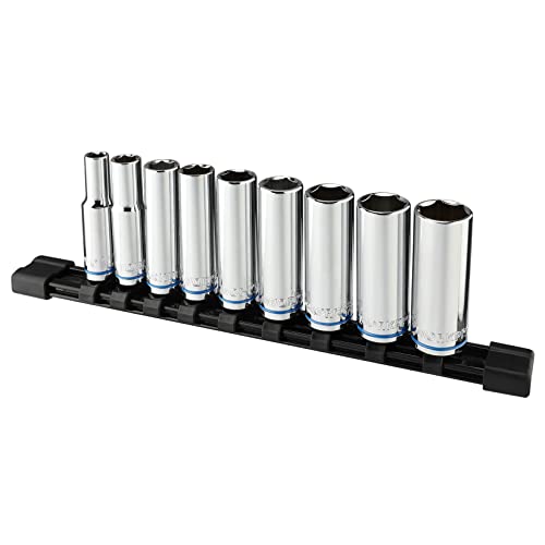 WORKPRO ディープソケットセット 差込角9.5mm 8 10 12 13 14 15 17 19 21mm 9点組 ホルダー付き 自動車修理