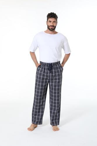 JupiterSecret Mens Pajama Pants Set Cotton Lightweight Plaid Sleep & Lounge Pants, PJ Bottoms with Pockets and Button Fly3