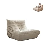Togo – Chaise longue en daim doux, mousse de qualité supérieure, canapé d'angle sans accoudoirs (blanc, 66 x 88,9 x 68,6 cm)