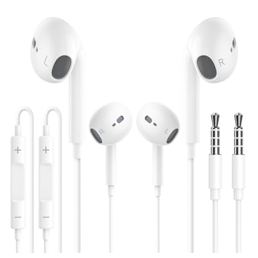2 Pack Écouteurs Intra-Auriculaires avec Câble, Jack 3,5 mm avec Microphone et Contrôle du Volume, Écouteurs Antibruit pour Samsung, iPad, Xiaomi, MP3/4, Hua-wei, iPhone 6/5/SE, etc. Appareils Audio