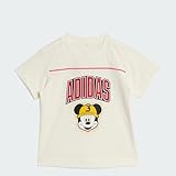 adidas Unisex - Bimbi 0-24 Disney Mickey Mouse tee, Off White/Pure Ruby, 2-3 Years