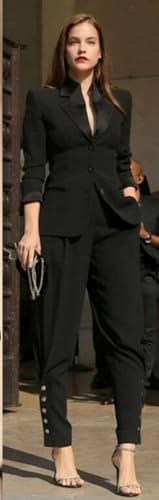 Ulnomio Women's Single Breasted Button 2-Piece Suit Notch Lapel Jacket Pants Wedding Prom Customizable Tuxedos4