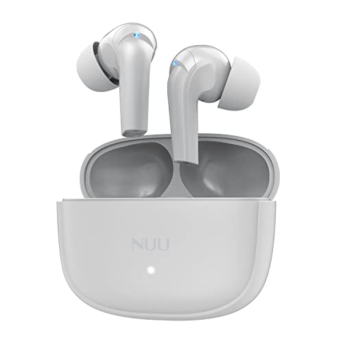 NUU Buds A | Active Noise Cancelling Earbuds | Wireless Earbuds | ENC Voice Call Noise Reduction | 30 Hours Playtime | Peral White, Compatible with Earbuds Wireless Bluetooth, Auriculares