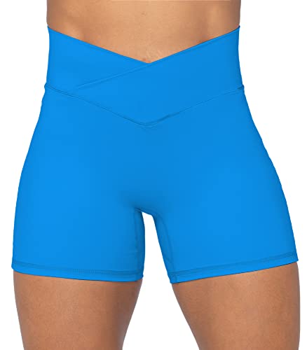 Image of Sunzel Crossover Biker Shorts for Women, No Front Seam V High Waist Yoga Workout Gym Shorts with Tummy Control | 4 Or 6-Inch Inseam, High Waisted, Tummy Control, Crossover Waist, Buttery Soft, No Front Seam, Squat Proof, Compression