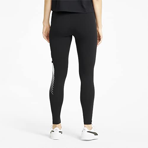 Image of Puma Women Mid Rise Essentialentials Graphic Leggings | Cotton-Blend Tight Fit Workout Tights | Stretchable Pull-On Gym Leggings | Stylish Everyday Legwear for Casual Or Fitnessential Use