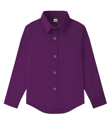 Image of 9 Month-16Y Boys' Long Sleeve Button Down Toddler Dress Shirt Oxford Uniform Shirt with Chest Pocket