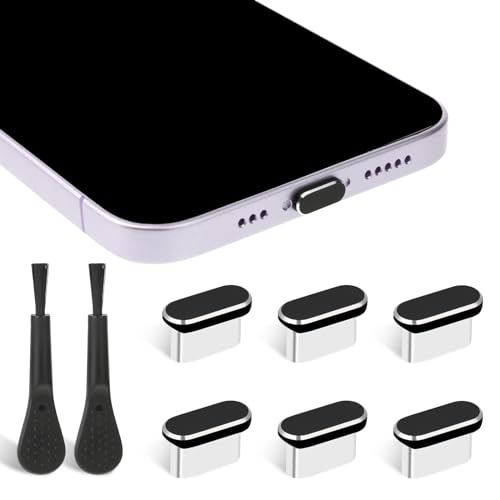 Hariendny 6 Stück USB C Abdeckung Schutz Stöpsel, Staubschutz Staubstecker Type-C Staubschutzhülle Anti Staub Abdeckkappen, Ladeanschluss Port Kappen Schutz, 2 Reinigungsbürste für Mobiltelefone