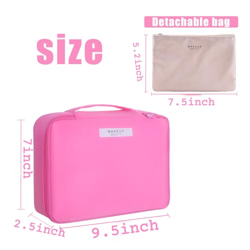 Queboom Travel Makeup Bag Cosmetic Bag Makeup Bag Toiletry bag for women and men (Light pink)
