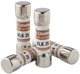 25 AMP 600 AC / 500 DC KLK Series Fast-Acting Midget Fuse, (Package of 10)