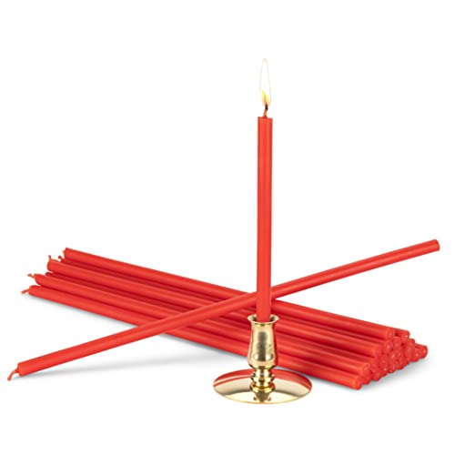 NKlaus - Candle Holder with Stick Candles red drip-Free L 25cm Festive Candles Paraffin Wax 40052, Gold,red,silver, 25 cm