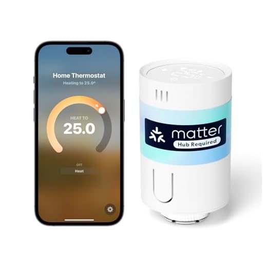 Meross Matter Thermostat Connecté nécessite Un hub supplémentaire, Tête Thermostatique, Thermostat Radiateur, Commande Vocale Alexa Google Siri, Thermostatique sans Fil avec Programmation Chauffage