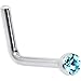 Body Candy Stainless Steel 1.57mm Brilliant Blue Accent Micro L Shape Nose Ring 20 Gauge