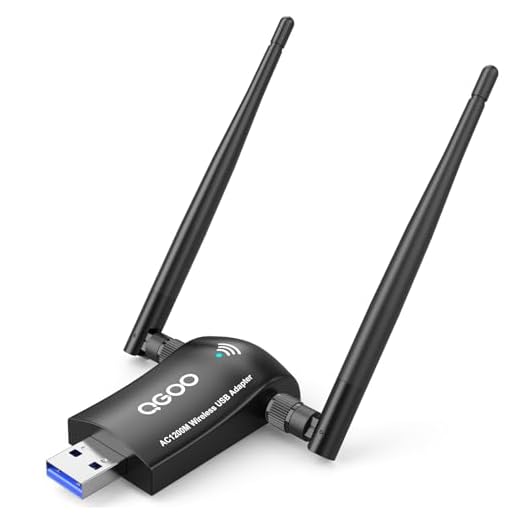 1200Mbps Wireless USB WiFi Adapter, QGOO WiFi Adapter,AC1200 Dual Band 802.11 ac/a/b/g/n,2.42GHz/300Mbps or 5.8GHz/867Mbps High Gain Dual 2 X 5dBi Antennas Network USB 3.0 for Desktop of Windows