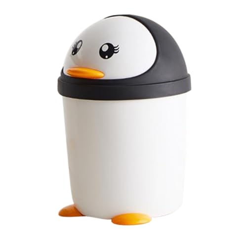 Mipcase Pattumiera con Ribalta per Auto e Ufficio Cestino Plastica Stabile e Capiente per Camera da Letto Cucina e Veicolo Design Nero e Bianco