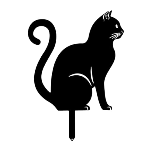 Générique Piquets Décoratifs en Métal - Chat Noir en Statue pour Jardin | Ornements Extérieurs pour Pelouse, Idéaux pour Les Amoureux des Chats -...