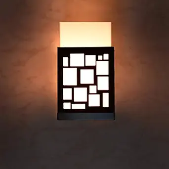 G Gojeeva Corded-Electric LED Wooden Square Wall Light Lamp Fixture (Black)