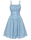 Sundresses for Women Milkmaid Fairy Dress 2024 Summer Corset Cami Dress Blue XL