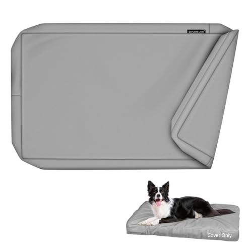 Explore Land Waterproof Dog Bed Cover Canvas Washable Dog Crate Pad Replacement Cover for 42 Inch Crate, 40Lx27Wx4H inch, Gray by Explore Land - Used condition - CA$28.79