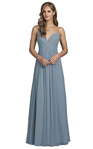 Robe de demoiselle d'honneur longue en mousseline de soie plissée C119 d'exception