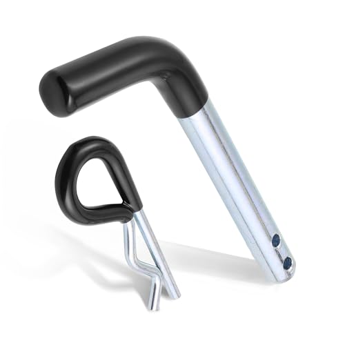 Jamiikury Trailer Hitch Pin 1/2 Inch Diameter Tow Hitch Pin and Clip with Black Vinyl-Coated Grip for 1-1/4 Inch Receiver