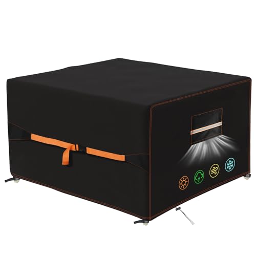 Qlsxlb Copertura Tavolo Esterno Impermeabile, 420D Panno Oxford Copertura Per Mobili Da Giardino 135X135X75Cm, Telo Copri Tavolo Da Patio Con Prese D'