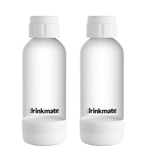 DrinkMate 0.5L Replacement Carbonation Bottles | Compatible with OmniFizz, LUX, and Spritzer | Classic White, Pack of 2