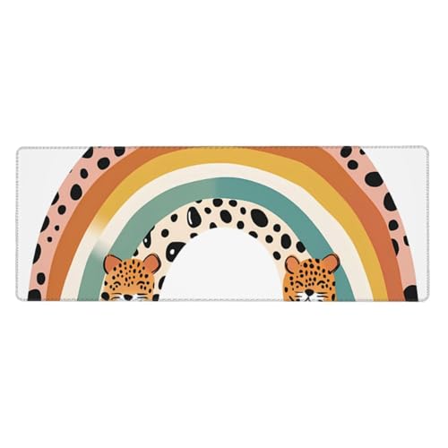 Grand tapis de souris girafe arc-en-ciel 80x30 cm coloré abstrait pour bureau
