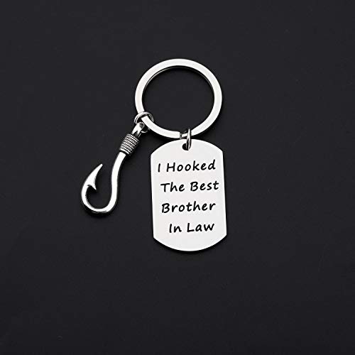 Image of CENWA Brother in Law Gift Brother of The Bride Keychain I Hooked The Best Brother In Law Keychain Wedding Gift for Brother (Brother in Law K)