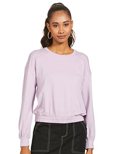 Image of Max Viscose Women Solid Round Neck Sweatshirt